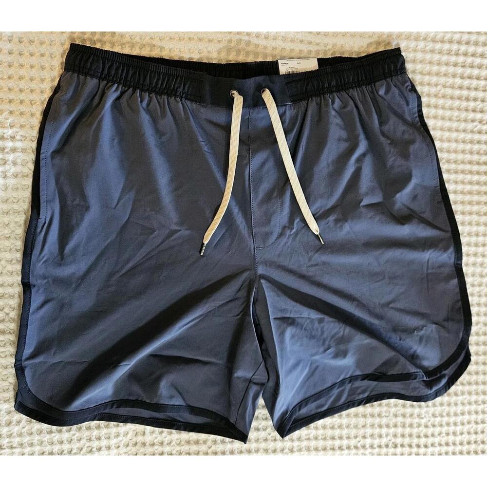 Men's Sonoma Scallop Large 7" Mesh Lined Swim Short Below The Waist Blue Indigo - Picture 2 of 10
